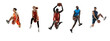 © master1305 - Sport collage. Basketball players in motion isolated on white studio background.