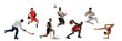 © master1305 - Sport collage. Hockey, soccer football, fitness, gymnastics, taekwondo, basketball players in motion isolated on white studio background.