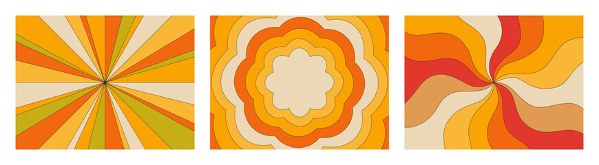 Wall Mural - set of retro backgrounds of the 70s. abstract vintage backgrounds. vector illustration in a simple l