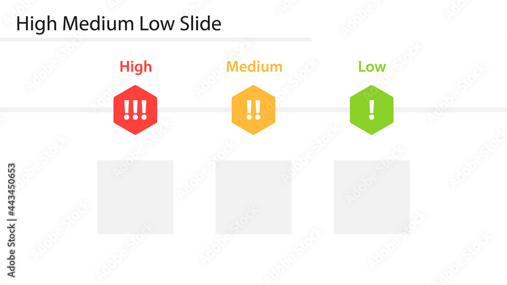High Medium Low slide template. Clipart image