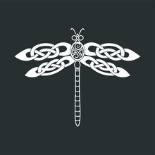 Dragonfly Celtic Viking White Black Viking Design Vector Illustration For Use In Canvas Poster Design And Print