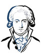 Der junge Goethe als moderne Illustration. Vektor Portrait von Johann Wolfgang von Goethe.