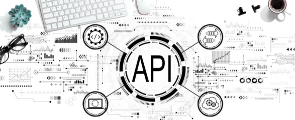 API - application programming interface concept with a computer keyboard