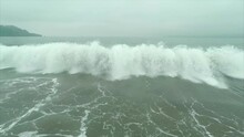 Aerial view of Wave Crashing on Baker Beach, San Francisco