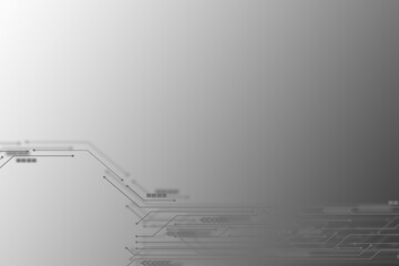 Grey gradient abstract technology, circuit board background with copy space