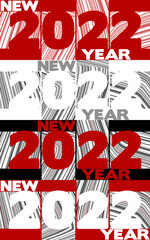 Poster - Template of New Year poster with red, black and white '2022'