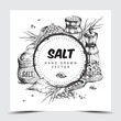 Sea salt frame or label hand drawn engraved vector illustration isolated.