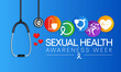 Sexual Health awareness week is observed every year in September,  it is important for our overall health and wellbeing. It includes the right to healthy relationships, Vector illustration.