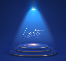 Wall Mural - colrful spotlight and empty scene. light effect presentation design. showcase element.