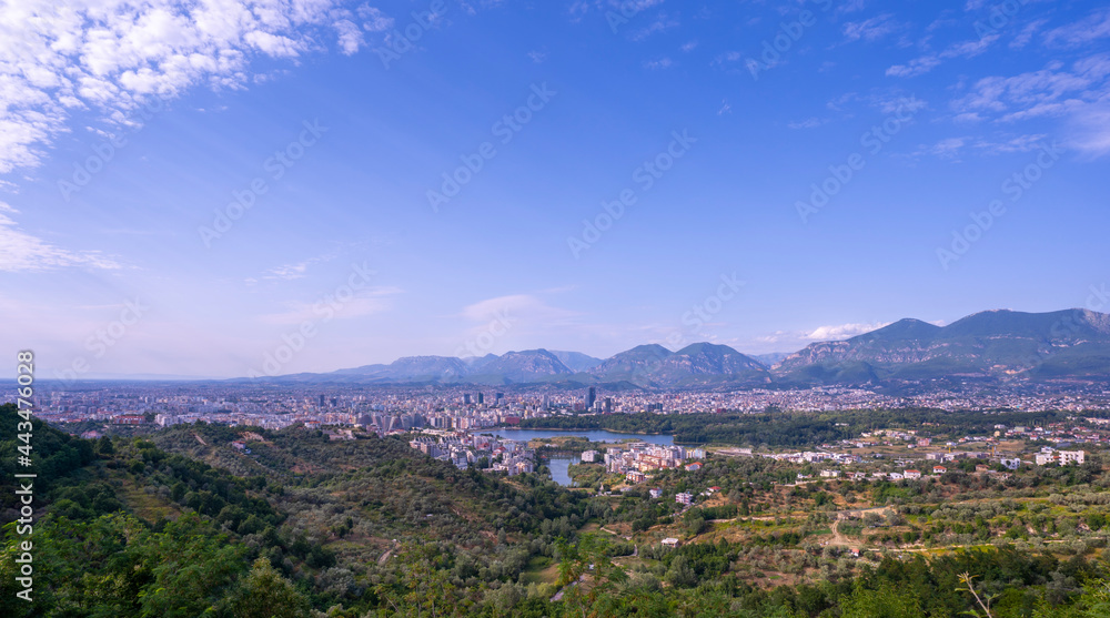 Obraz na płótnie Tirana city beautiful view from hills in blue sky w salonie