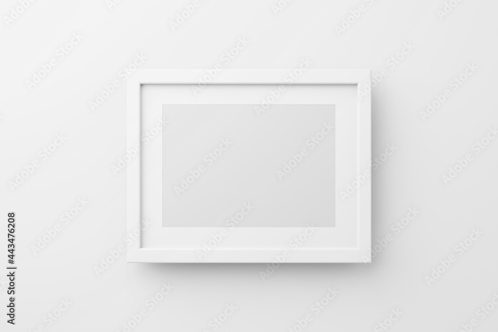 Rectangular wall picture photo frame mockup in white background, Banner or poster template, 3d render. - obrazy, fototapety, plakaty 
