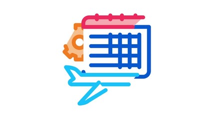 Poster - Calendar Plane Icon Animation. color Calendar Plane animated icon on white background