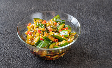 Wall Mural - Bowl of Chinese smashed cucumber salad