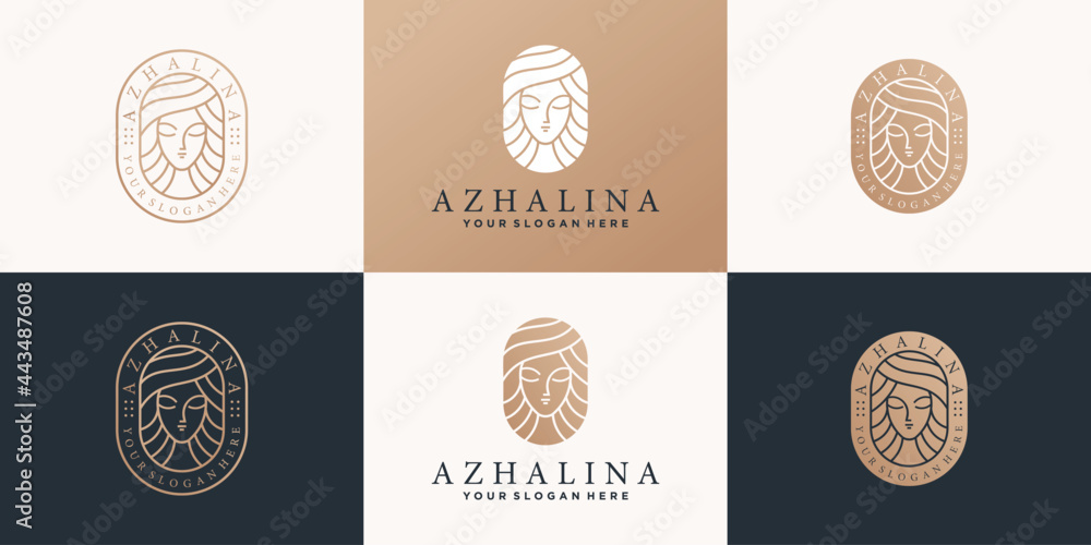 Set of beauty woman logo with golden gradient concept Premium vektor ...