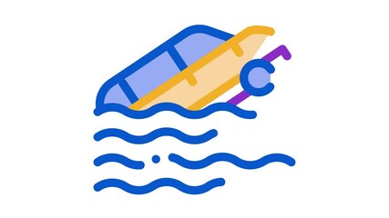 Poster - Sinking Car Icon Animation. color Sinking Car animated icon on white background