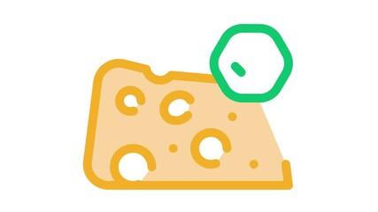 Wall Mural - Cheese Piece Icon Animation. color Cheese Piece animated icon on white background