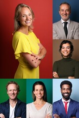 Wall Mural - Group of beautiful people in front of a background