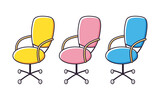Fototapeta  - Yellow, pink and blue office chair isolated.