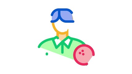 Poster - Man Bowling Gamer Icon Animation. color Man Bowling Gamer animated icon on white background