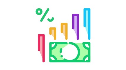 Sticker - Money Infographic Icon Animation. color Money Infographic animated icon on white background