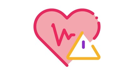 Canvas Print - Heart Disease Icon Animation. color Heart Disease animated icon on white background