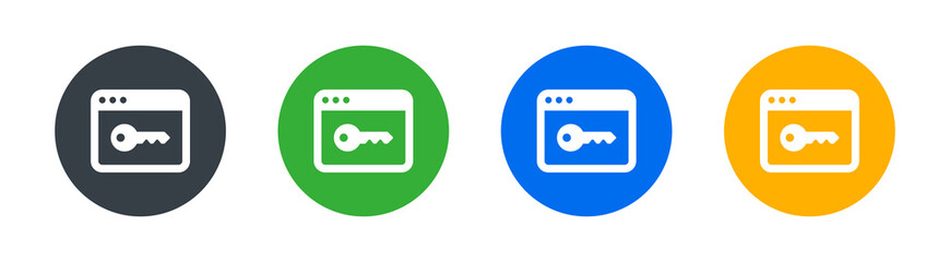 Aufkleber - Webpage, website or browser with security key icon vector illustration.