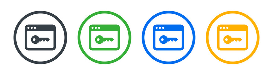 Aufkleber - Webpage with key icon symbol. Website with key access, secured online concept.