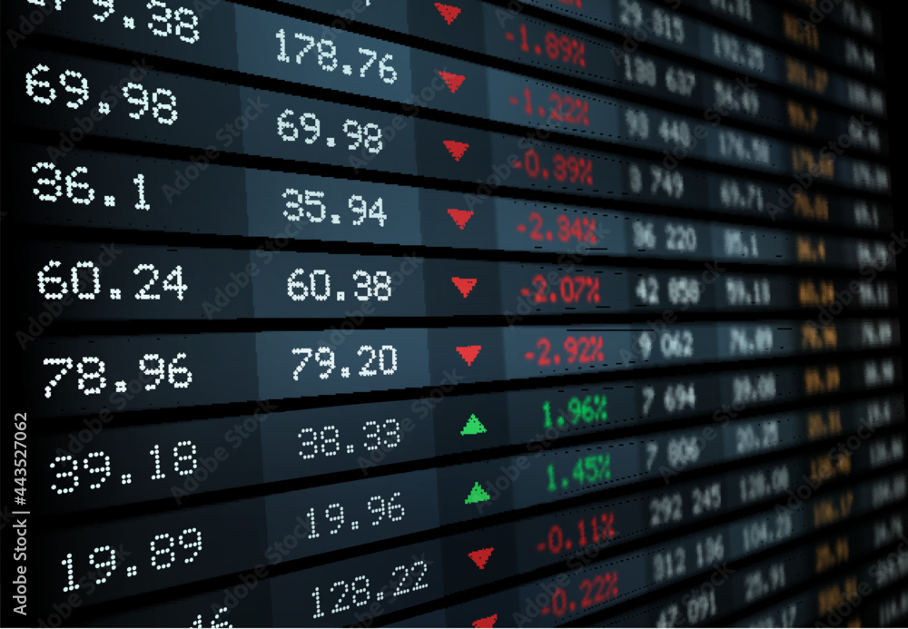 Stock exchange board with market index, vector graphs and charts. Stock ...
