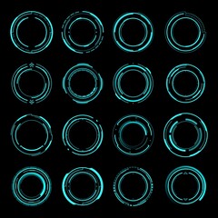 Leinwandbilder - HUD round frames. Aim and target control panels, digital interface of Sci Fi and shooting games. Futuristic head up display frames and borders design for aim or target vector screens