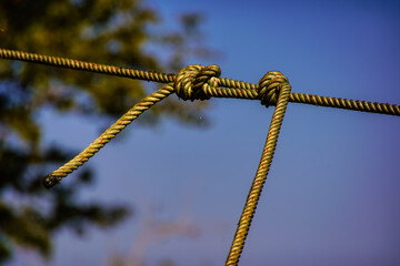 Ship rope knot in water.