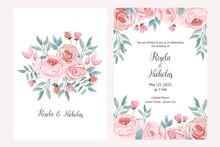 Set Of Wedding Card Collection With Blush Pink Floral Theme