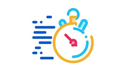 Canvas Print - Stopwatch Time Icon Animation. color Stopwatch Time animated icon on white background