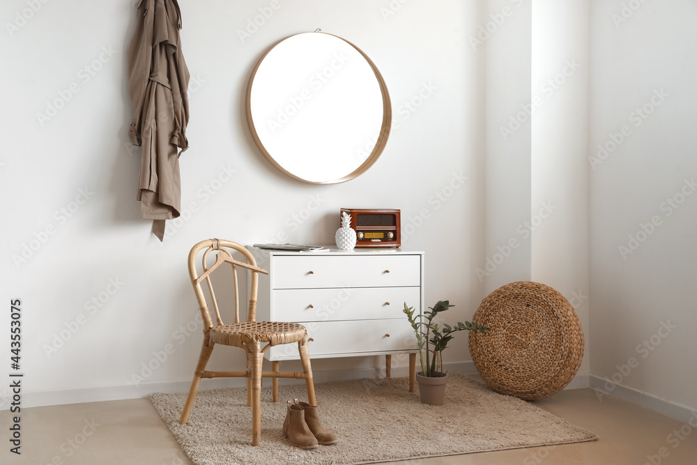 Interior of stylish room with mirror