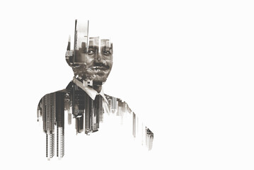 Sticker - Image of a businessman standing in the city