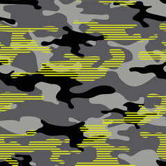 Canvas Print - Camouflage seamless pattern modern. Abstract camo from spots and lines. Military texture. Endless ornament for fabric and clothing. Vector illustration