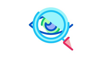 Canvas Print - Eye Optical Investigation Icon Animation. color Magnifying Glass Patient Eye Surveillance Concept Linear Pictogram. Zoom Loupe animated icon on white background