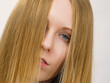 Portrait girl long blonde hair