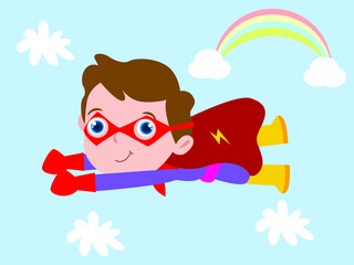 Superhéroe niño volando con una capa - Dibustock, dibujos e ilustraciones  infantiles para cuentos