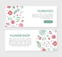 Wall Mural - Floral Web Page for Flower Shop Design Vector Template