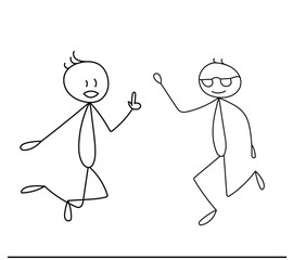 stick figure of jumping man, isolated