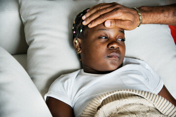 Wall Mural - Girl sleeping with sickness on the bed