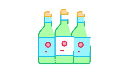 Sticker - Drink Bottles Icon Animation. color Drink Bottles animated icon on white background