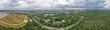 Drone panorama over the Frankfurt skyline taken from the south during an approaching thunderstorm
