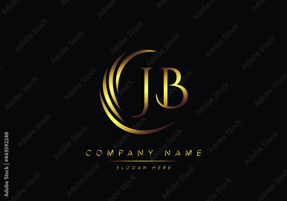 alphabet letters JB monogram logo, gold color elegant classical Stock ...