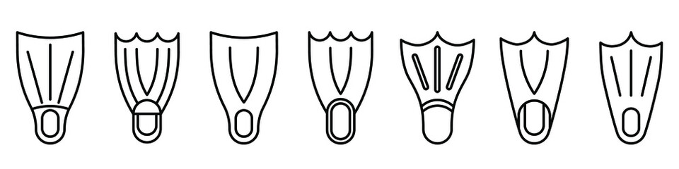 Wall Mural - flippers icon. set of linear flippers icons. vector illustration. flippers vector icons. black linea