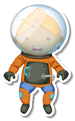 Wall Mural - A sticker template with an astronaut cartoon character isolated
