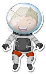 Wall Mural - A sticker template with an astronaut cartoon character isolated