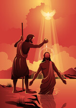 Jesus Baptized By John The Baptist Vector Illustration