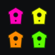 Birdhouse Four Color Glowing Neon Vector Icon