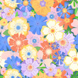 © Наталья Барматина - seamless pattern of blossoming flowers.  chicory, wild rose, cornflower and other forest and wildflowers.  vector illustration.